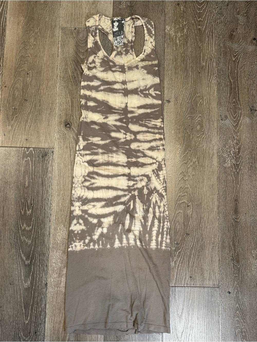 Young Fabulous & Broke Brown and Cream Tie-Dye Racerback Maxi Dress AZ0806